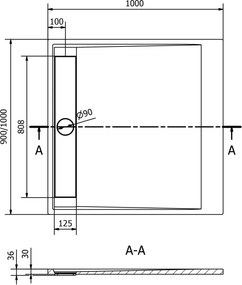 Mexen Amon piatto doccia quadrato SMC 100 x 100 cm, bianco - 4F101010