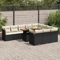 Set Divani da Giardino 11 pz con Cuscini in Polyrattan Nero 3326975