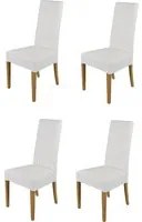 Set 4 sedie Luisa Tommychairs in faggio color rovere, seduta e schienale rivestiti in pelle artificiale bianca