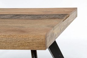 Tavolo MANCHESTER in legno di mango e gambe in acciaio nero, 160×90 cm