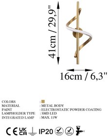 Lampada da parete a LED in oro ø 7 cm Likma - Opviq lights