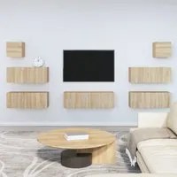 Set di Mobili Porta TV 7 pz Rovere Sonoma in Legno Multistrato cod mxl 11942