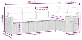 Set Divano da Giardino 6 pz con Cuscini Grigio in Polyrattan