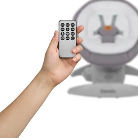 Lionelo - Altalena per bambini con melodia MELL Grey Stone 4xAA + telecomando