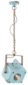 Lampadario Vintage Industrial Ferro E Ceramica Azzurro 1 Luce E27