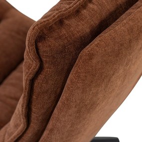 Poltrona con poggiapiedi marrone girevole con rivestimento in ciniglia Kube – WOOOD