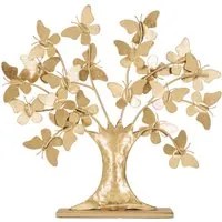 Albero della vita con farfalle in metallo dorato cm 31x8x30