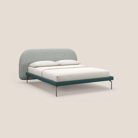 Soleil letto imbottito di design con piedi alti in metallo in bouclet smacchiabile T12 verde