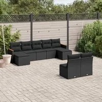 Set Divani da Giardino 9 pz con Cuscini Nero in Polyrattancod mxl 112467