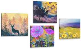 Set di quadri – Imitazione di pittura a olio di cervo in natura