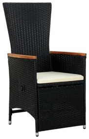 Set da Pranzo da Giardino 7 pz in Polyrattan e Acacia Nero