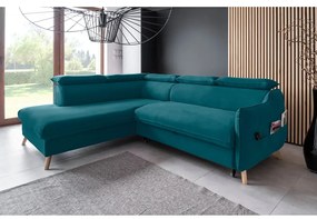 Divano letto angolare in velluto turchese (angolo sinistro) Sweet Harmony - Miuform