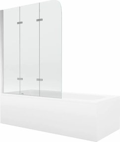 Mexen Vega vasca rettangolare 150 x 70 cm con rivestimento e schermo a 3 ante 120 cm, trasparente, cromo - 550115070X9012030100