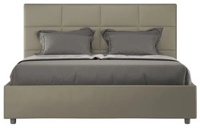 Letto matrimoniale con rete imbottito 160x200 similpelle cappuccino Mika