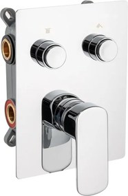 Rubinetto per doccia ad incasso con deviatore a pulsante a 2 vie System cromato lucido AQUASANIT