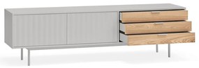 Mobile TV grigio-color legno naturale effetto rovere 180x52 cm Sierra - Teulat