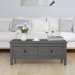Tavolino da salotto grigio 100x50x40 cm legno massello di pino