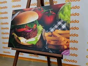 Quadro su tela – Hamburger con patatine