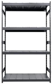 Scaffale in kit 4 ripiani Kompos L 180 x P 40 x H 296 cm grigio, portata per ripiano 400 kg
