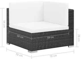 Set Divani da Giardino 7 pz con Cuscini in Polyrattan Nero