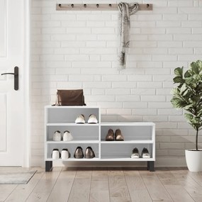 Scarpiera Bianco Lucido 102x36x60 Cm İn Legno Multistrato /