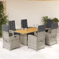 Set da Pranzo da Giardino 7 pz con Cuscini in Polyrattan Grigio 3212278