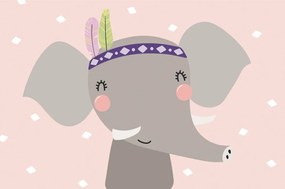 Carta da parati – Elefantino con piume indiane