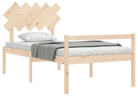 Letto per anziani con testiera 100x200 cm in legno massello