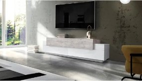 Mobile Porta TV 200 Cm Con 3 Ante A Ribalta Bianco Lucido E Cemento Corona