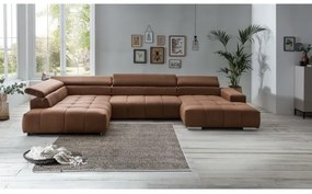Divano angolare a U TROPEA sinistro marrone