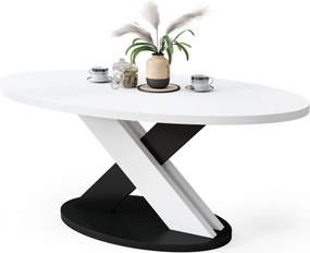 Tavolino da salotto ovale LOXA Bianco / Nero - TAVOLINO DA SALOTTO 120x65 cm