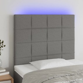 Testiera A Led Grigio Scuro 90x5x118/128 Cm İn Tessuto /