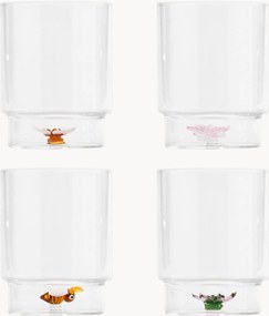Set di 4 bicchieri in vetro fatti a mano Teca Spring