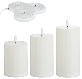 Candele bianche 7,5 cm con set di 3 LED ricaricabili - Donner