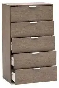 Cassettiera 5 Cassetti Rovere Grigio - Dimensioni: cm 60 x 38 x 103 h