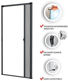 Zanzariera avvolgibile MEDAL Bazar Libera per portafinestra L 160 x H 250 cm grigio antracite destra riducibile