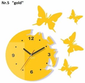 Orologio da parete decorativo con farfalle volanti Oro