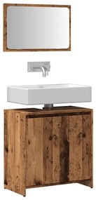 Set Mobili Da Bagno 2 Pz Legno Antico İn Legno Multistrato /