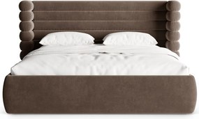 Letto matrimoniale imbottito marrone con contenitore con rete inclusa 180x200 cm Mount – Micadoni