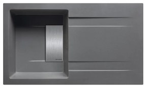 Lavello integrato 1 vasca in granito grigio PYRAMIS Kartesio L 50 x L 86 cm