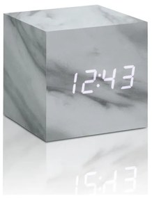 Sveglia grigia con decoro in marmo e display a LED bianco Orologio Cube Click - Gingko