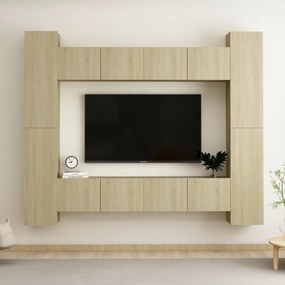 Set Di Mobili Porta Tv 8 Pz Rovere Sonoma İn Legno Multistrato /