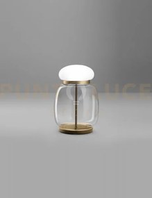 Faro lampada da tavolo g cristallo bianco montatura ottone vernicia...