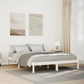 Letto Extra Lungo Senza Materasso Bianco 140x220 Cm İn Pino /