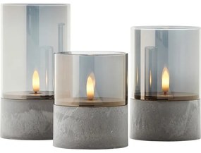 Brilliant - SET di 3 candele LED BOUGIE LED/2xAA IP44 grigio/fumo