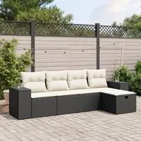 Set Divani da Giardino 5 pz con Cuscini in Polyrattan Nero 3264392