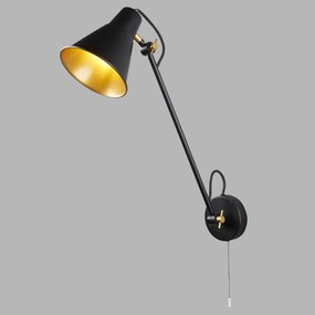 Applique Moderna Swinf Arm Acciaio Nero Oro 1 Luce E27