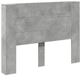 Testiera con contenitore a led grigio cemento 140x16,5x103,5 cm