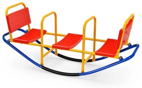 Costway Altalena basculante oscillante di metallo con maniglie e 3 posti a sedere, Altalena saliscendi per bambini