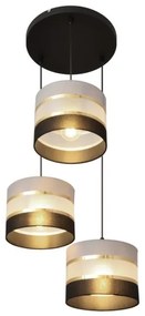 Lampadario a sospensione con filo HELEN 3xE27/15W/230V nero/grigio/oro